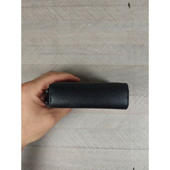 Vintage Buxton Black Leather Accordeon Card Wallet Zipper Closure & ID Window - Picture 6 of 9